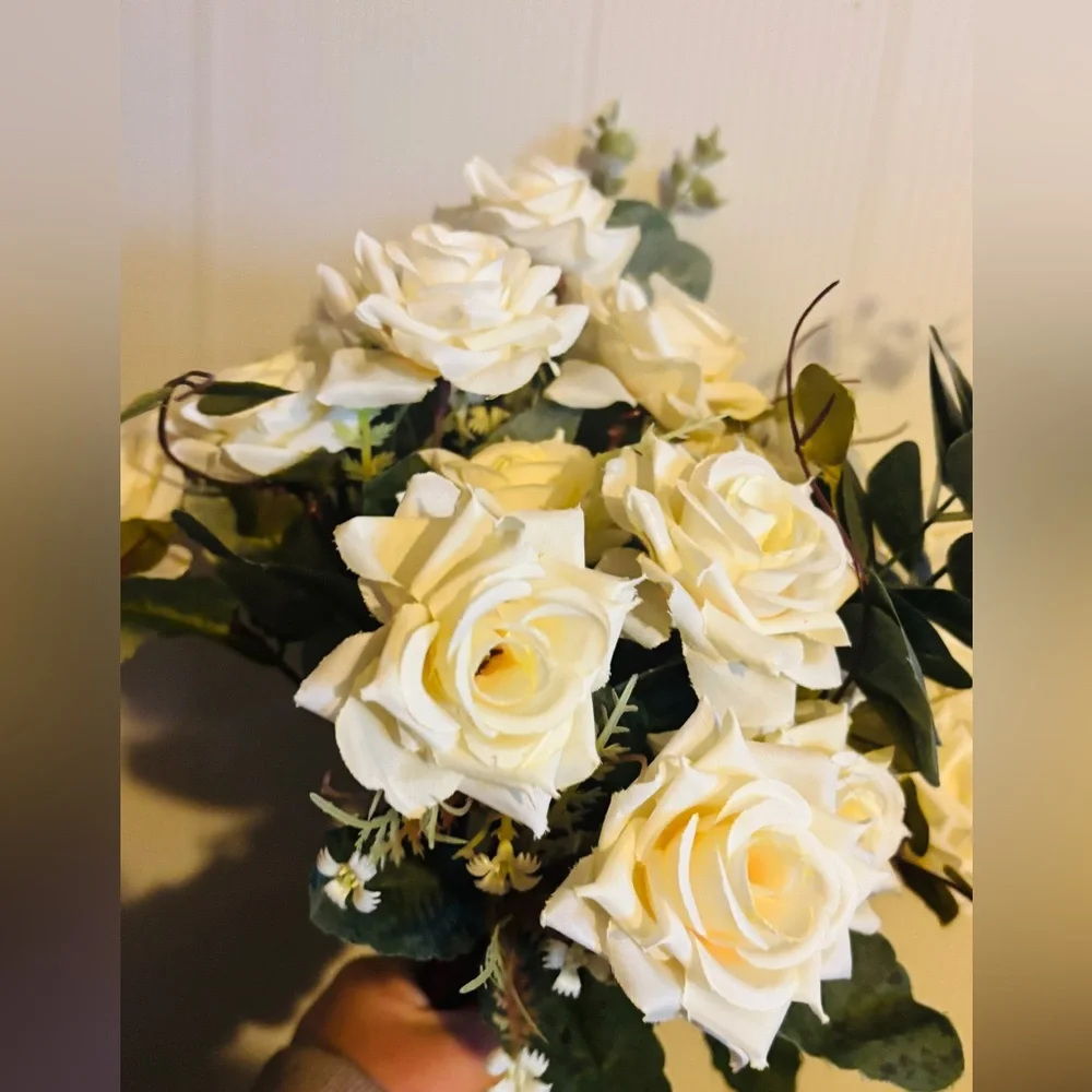 White Floral Arrangement in Ceramic Vase